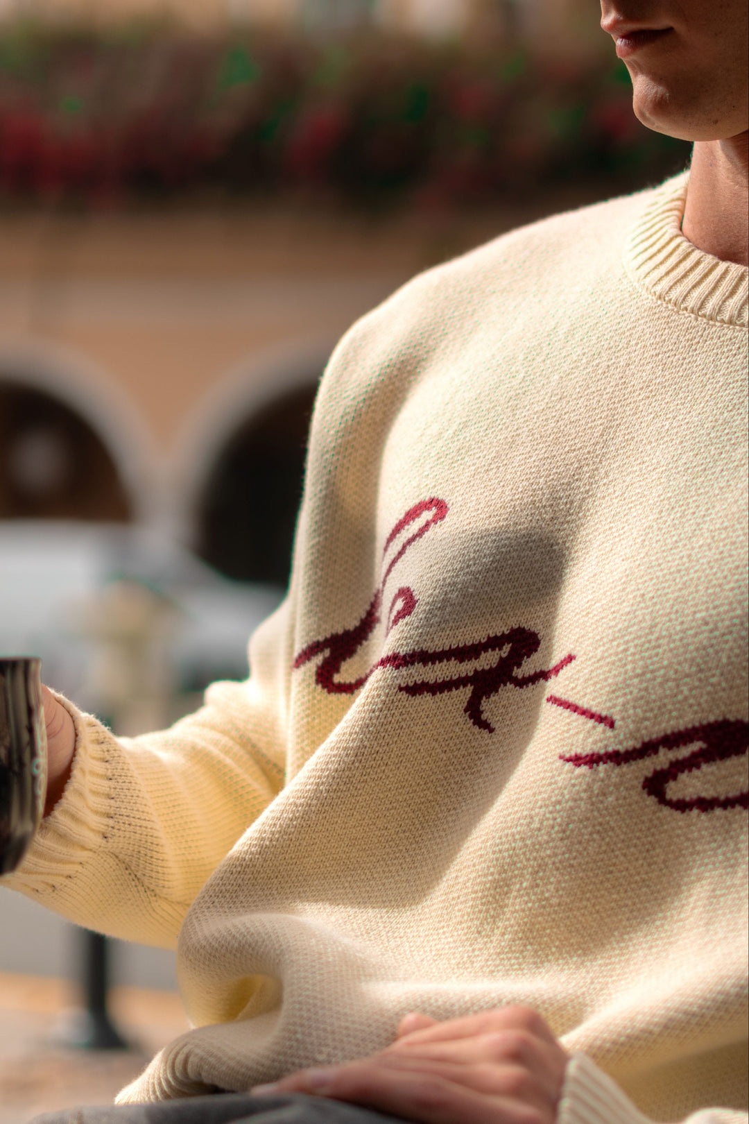 【2plan】Memory Intarsia Lettering Short Sleeve Knit Clare Cherry Intarsia Scalloped Short Sleeve Knit | Vintage