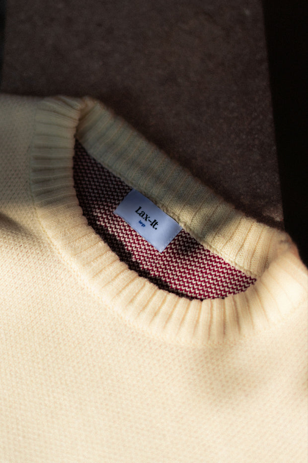 Crème Script Intarsia Knit