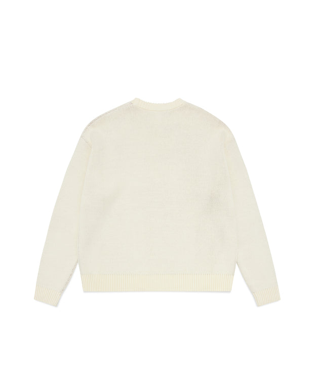 Crème Script Intarsia Knit