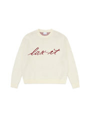 Crème Script Intarsia Knit
