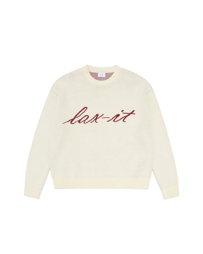 Crème Script Intarsia Knit
