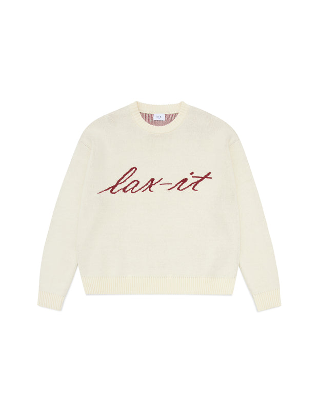 Crème Script Intarsia Knit