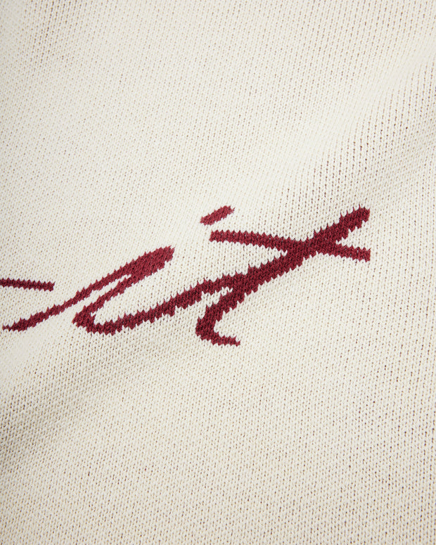 Crème Script Intarsia Knit