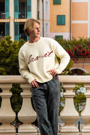 Crème Script Intarsia Knit