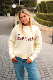 Crème Script Intarsia Knit